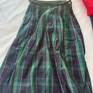 Plaid Green and Pink Women's Skirt with Belt